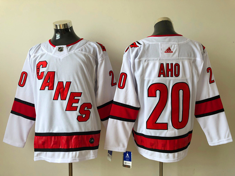 Men's Carolina Hurricanes Sebastian Aho #20 White Home Breakaway Jersey